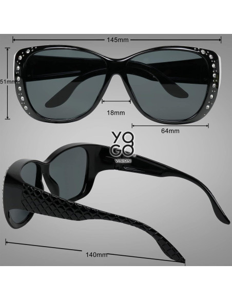 Gafas de sol UV para usar sobre gafas - Marco Negro Gafas de sol UV para usar sobre gafas - Marco Negro