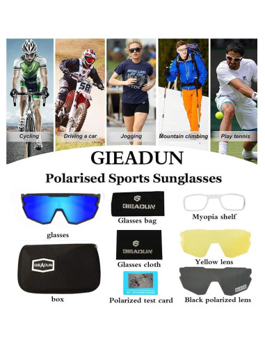 Gafas de sol deportivas GIEADUN con 3 lentes intercambiables