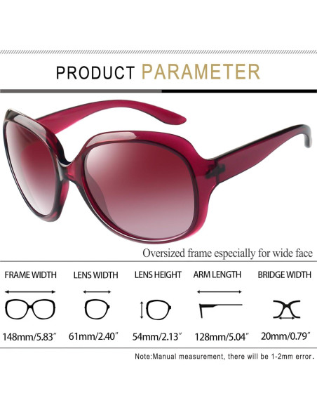 Gafas de sol grandes Joopin polarizadas UV400 para mujer Gafas de sol grandes Joopin polarizadas UV400 para mujer