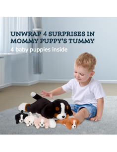 PixieCrush Peluche Mamá Bernés con 4 Cachorros 12,7x25,4cm 2