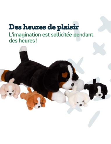PixieCrush Peluche Mamá Bernés con 4 Cachorros 12,7x25,4cm
