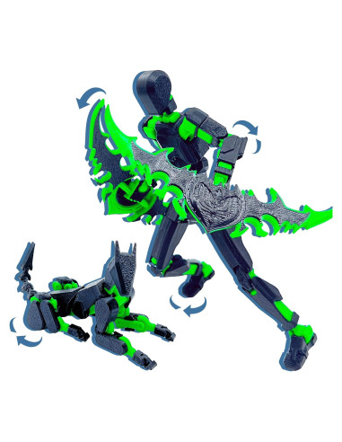 Conjunto de Figuras de Acción T13 Uodofy Modular 3D Negro Verde