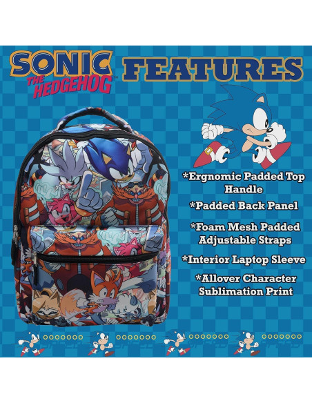 Mochila Sonic The Hedgehog 40cm Escolar Unisex Duradera Mochila Sonic The Hedgehog 40cm Escolar Unisex Duradera