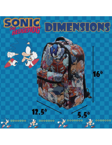 Mochila Sonic The Hedgehog 40cm Escolar Unisex Duradera
