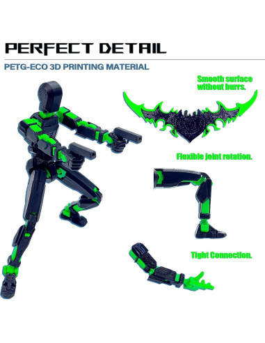 Conjunto de Figuras de Acción T13 Uodofy Modular 3D Negro Verde
