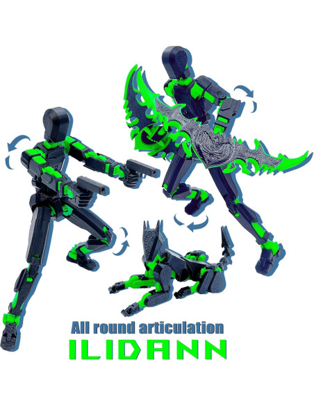 Conjunto de Figuras de Acción T13 Uodofy Modular 3D Negro Verde