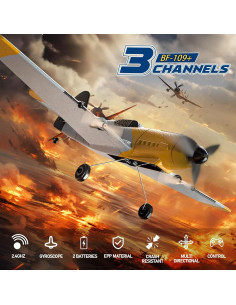 Avión RC Meizhoushi BF-109 RTF 6 Ejes 2 Baterías 2