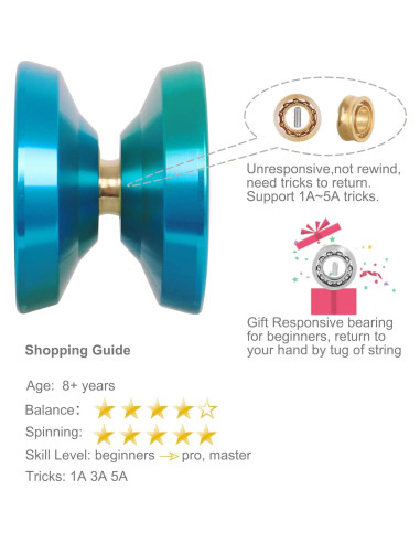 Yoyo Profesional LESHARE X2 Azul Verde para Todos los Niveles