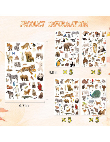 Pegatinas de Animales Salvajes Genérico 750 Piezas Decorativas