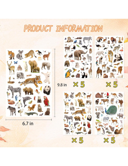 Pegatinas de Animales Salvajes Genérico 750 Piezas Decorativas