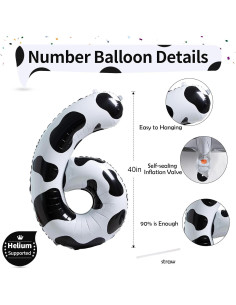 Globo Número 6 Gigante Isndare 101,6 cm Diseño de Vaca 2