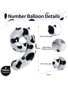 Globo Número 9 101,6 cm de Vaca para Cumpleaños Niños 2