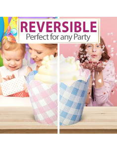 Fundas para Cupcake Confetti Couture 24 Pzas Rosa y Azul 2