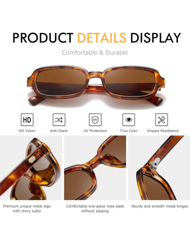 Gafas de sol rectangulares Colrea UV400 para mujeres