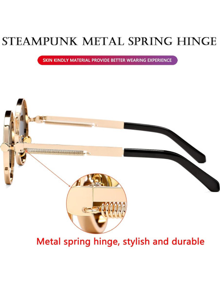 Gafas de sol redondas AIEYEZO steampunk marco metálico UV