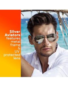 Gafas de sol aviador plateadas Skeleteen UV400 unisex 2