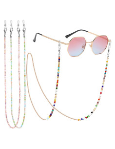 Cadenas de Gafas Fintie 3 Pcs con Cuentas Coloridas 84 cm