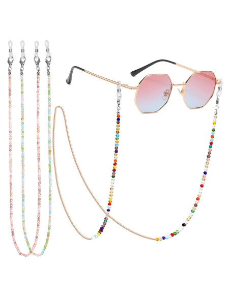Cadenas de Gafas Fintie 3 Pcs con Cuentas Coloridas 84 cm