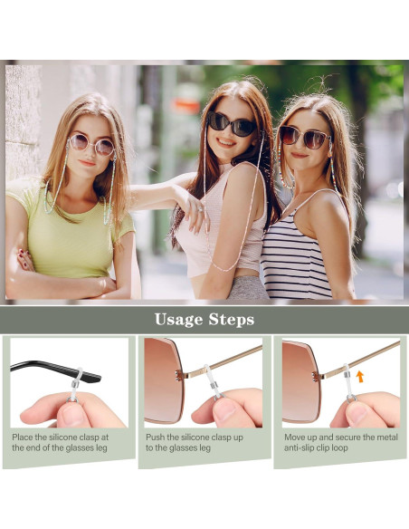 Cadenas de Gafas Fintie 3 Pcs con Cuentas Coloridas 84 cm