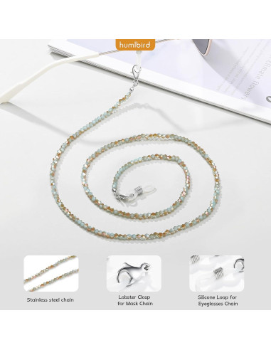 Cadena de Gafas Humlbird para Mujeres 65.5 cm Cristal Natural