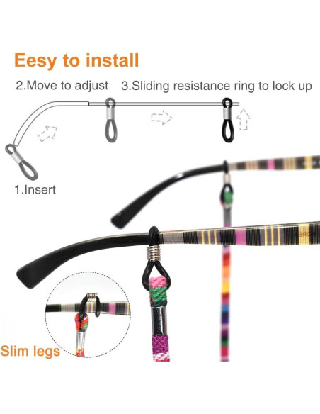 12 Piezas Correa para Gafas Colorida Ajustable Unisex