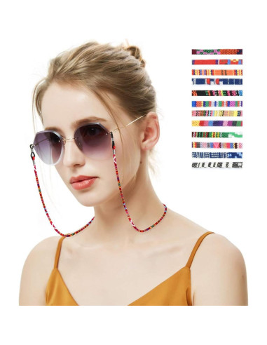 12 Piezas Correa para Gafas Colorida Ajustable Unisex