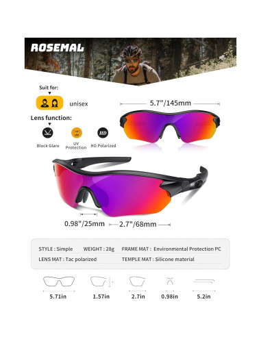 Gafas de sol deportivas Rosemal 7221 polarizadas UV400