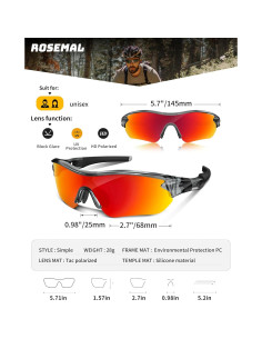 Gafas de Sol Deportivas Rosemal UV400 Polarizadas TR90 2
