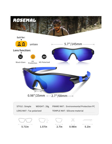 Gafas de sol deportivas Rosemal modelo 7221 polarizadas UV400