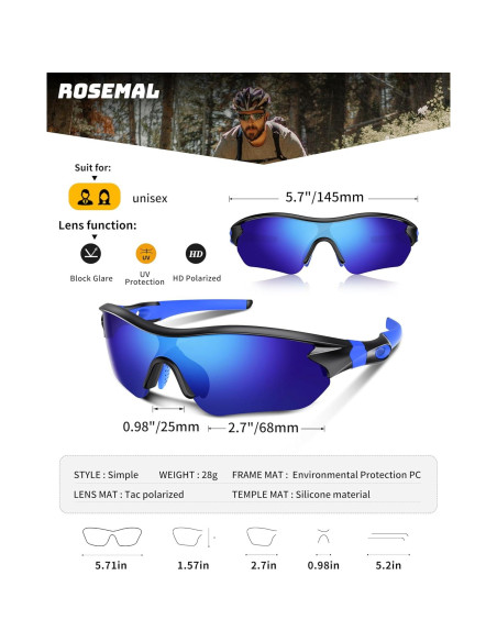 Gafas de sol deportivas Rosemal modelo 7221 polarizadas UV400