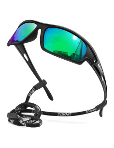 Gafas de Sol Deportivas Polarizadas Hombres Marco Negro Verde