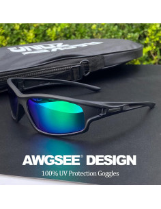 Gafas de Sol Deportivas Polarizadas Hombres Marco Negro Verde 2