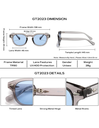 Gafas de Sol Gtand Unisex Retro Circulares 46mm Tinte Azul