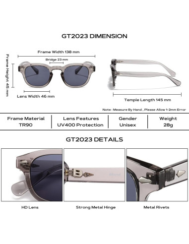 Gafas de sol redondas TR90 Gtand unisex 46mm UV400