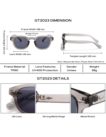 Gafas de sol redondas TR90 Gtand unisex 46mm UV400