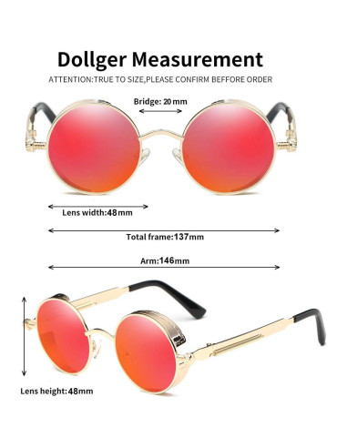 Gafas de Sol Redondas Metal UV400 Dollger - Estilo Retro