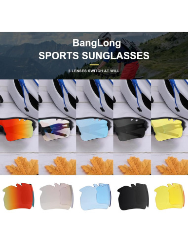 Gafas de sol deportivas BangLong con 5 lentes UV400
