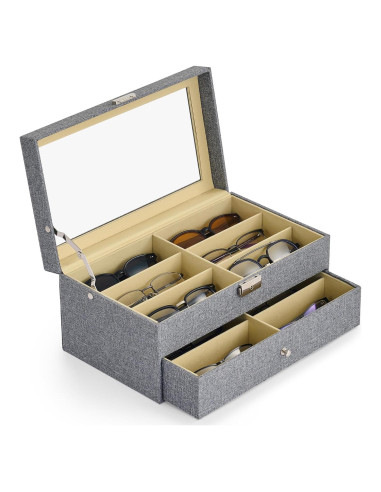 Organizador de Gafas CO-Z 12 Compartimentos Lino Gris