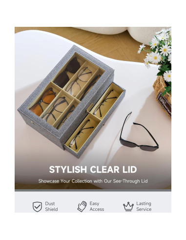Organizador de Gafas CO-Z 12 Compartimentos Lino Gris