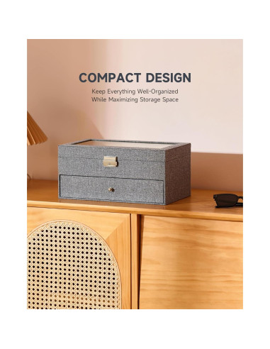 Organizador de Gafas CO-Z 12 Compartimentos Lino Gris