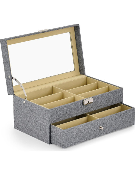 Organizador de Gafas CO-Z 12 Compartimentos Lino Gris