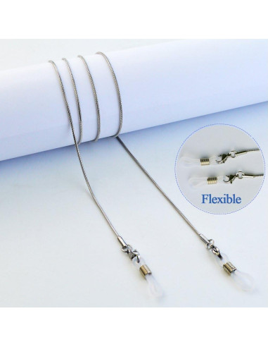 Cadena para Gafas Jmkcoz 80cm Acero Inoxidable Plateada