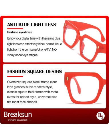 Gafas de bloqueo luz azul Breaksun B40 grandes rojas