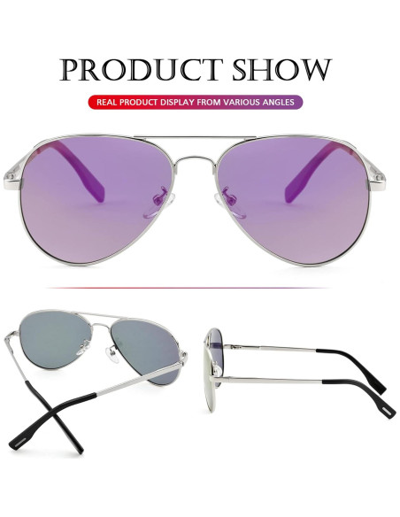 Gafas de sol aviador polarizadas PORADAY 58mm marco metal