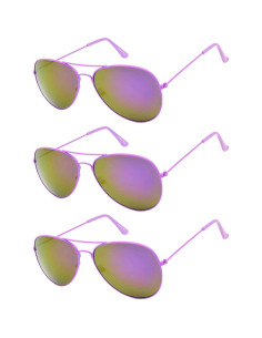 Juego de 3 Gafas de Sol Aviador Metalizadas Espejo 2