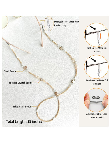 Cadena de Gafas ERNAULO de Perlas para Mujeres 73.66 cm