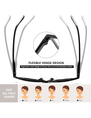 Gafas de Lectura Przene 4 Paquetes Anti Luz Azul Unisex