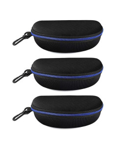 Paquete de 3 estuches para gafas EVA con cremallera azul