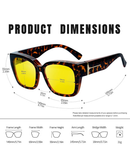 KANASTAL Gafas de Sol Polarizadas UV400 para Sobre Gafas