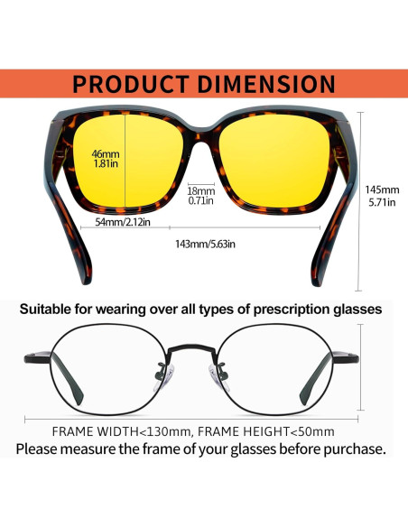 KANASTAL Gafas de Sol Polarizadas UV400 para Sobre Gafas